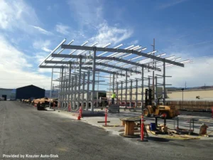 Dexco Outdoor T-Shed Racking System being installed