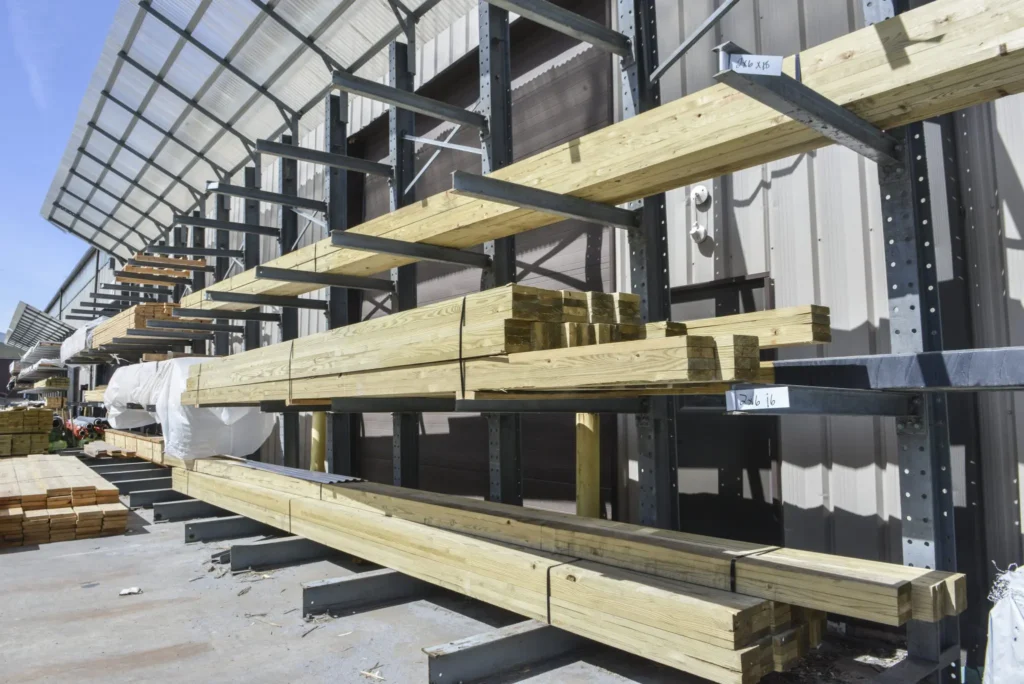 Dexco Outdoor Shed Racking System holding heavy materials
