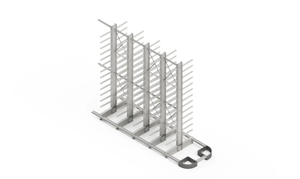 Cantilever Rack - Double Sided Narrow Aisle with Guide Rails