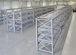 Dexco widespan extra deep racks with forklift entry bars at customer site