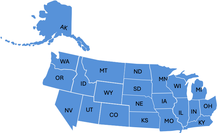 Map of the Midwest Region Coverage